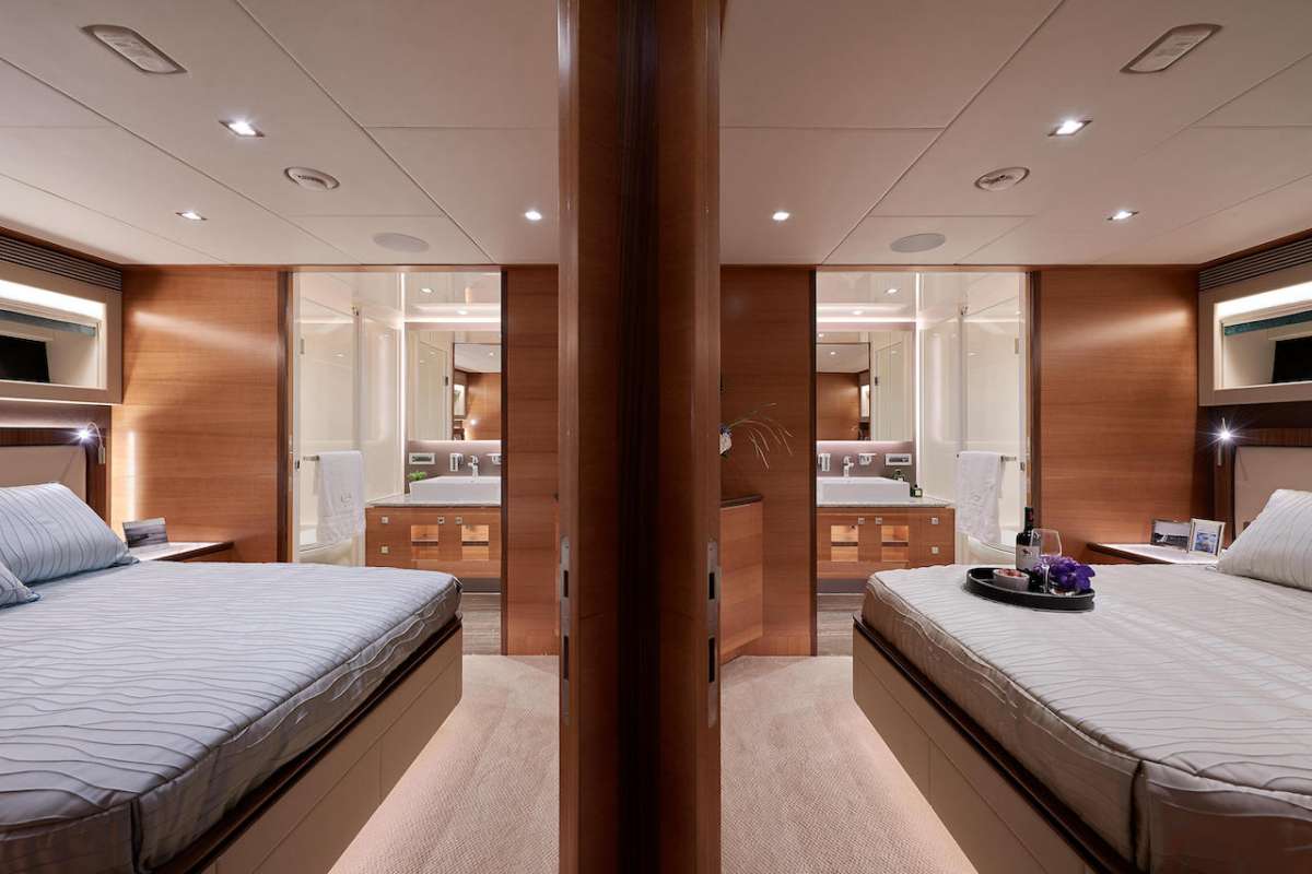 Mirror-image guest suites amidships